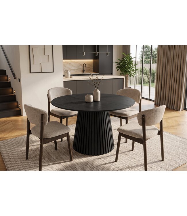 Invicta Interior Eettafel VALHALLA WOOD ø 120cm rond eikenhout fineer zwart - 45056