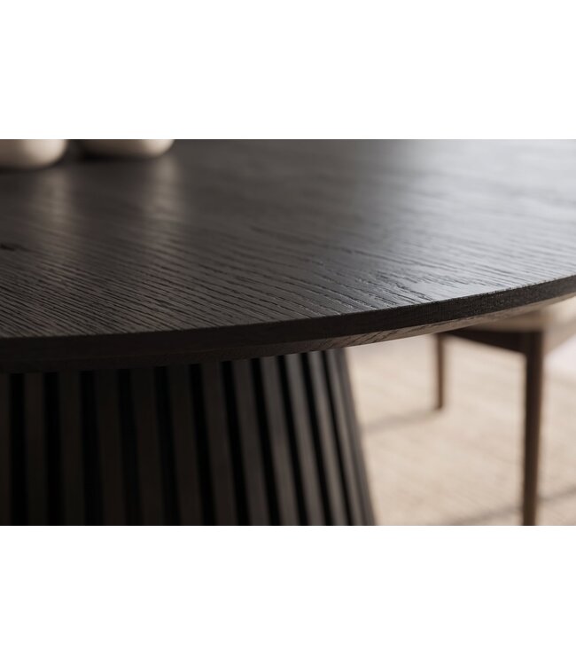 Invicta Interior Eettafel VALHALLA WOOD ø 120cm rond eikenhout fineer zwart - 45056