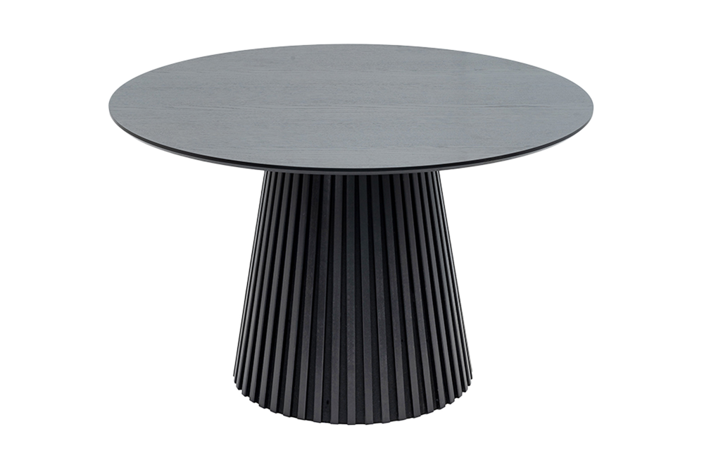 Eettafel VALHALLA WOOD Ø 140cm rond eikenhout fineer zwart - 45057