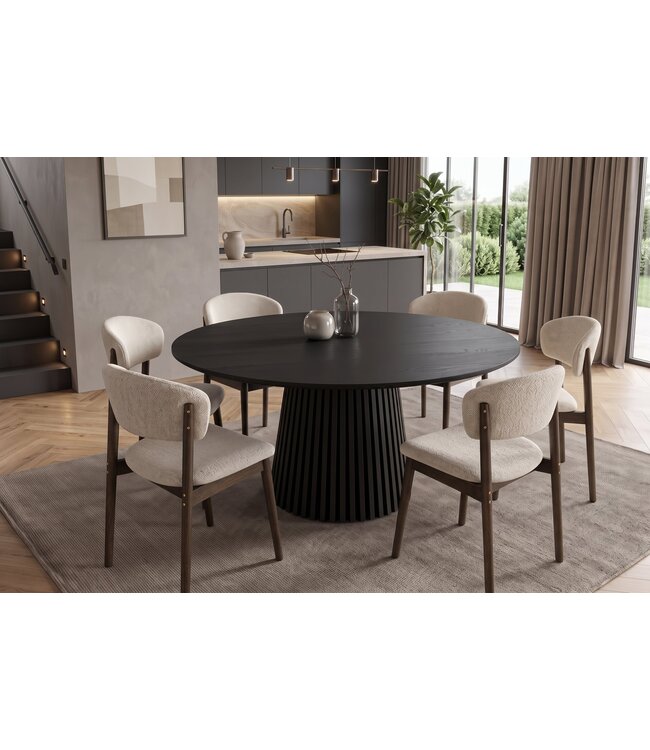 Invicta Interior Eettafel VALHALLA WOOD Ø 140cm rond eikenhout fineer zwart - 45057