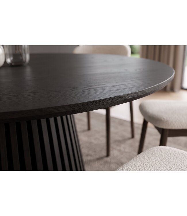 Invicta Interior Eettafel VALHALLA WOOD Ø 140cm rond eikenhout fineer zwart - 45057