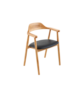 Invicta Interior Stoel VALHALLA WOOD met armleuningen kunstleer zwart en natuurlijk eikenhout - 45149