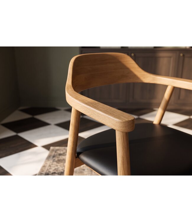 Invicta Interior Stoel VALHALLA WOOD met armleuningen kunstleer zwart en natuurlijk eikenhout - 45149