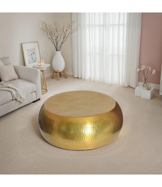 Invicta Interior Salontafel ORIENT 80cm rond messing hamerslageffect handgemaakt - 45663