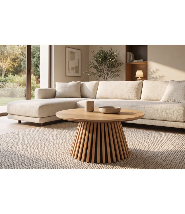 Invicta Interior Salontafel VALHALLA WOOD Ø 70cm rond eiken hout fineer naturel - 45894