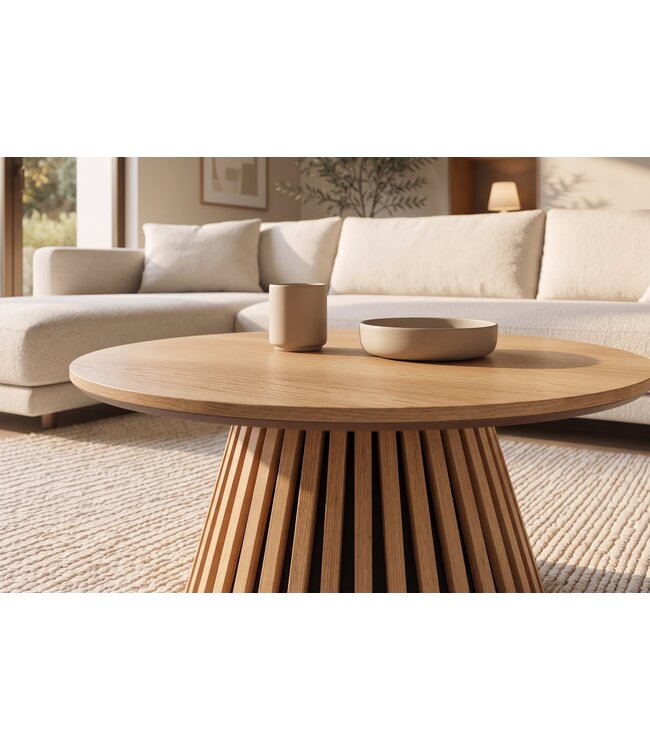 Invicta Interior Salontafel VALHALLA WOOD Ø 70cm rond eiken hout fineer naturel - 45894