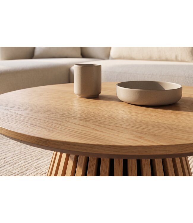 Invicta Interior Salontafel VALHALLA WOOD Ø 70cm rond eiken hout fineer naturel - 45894