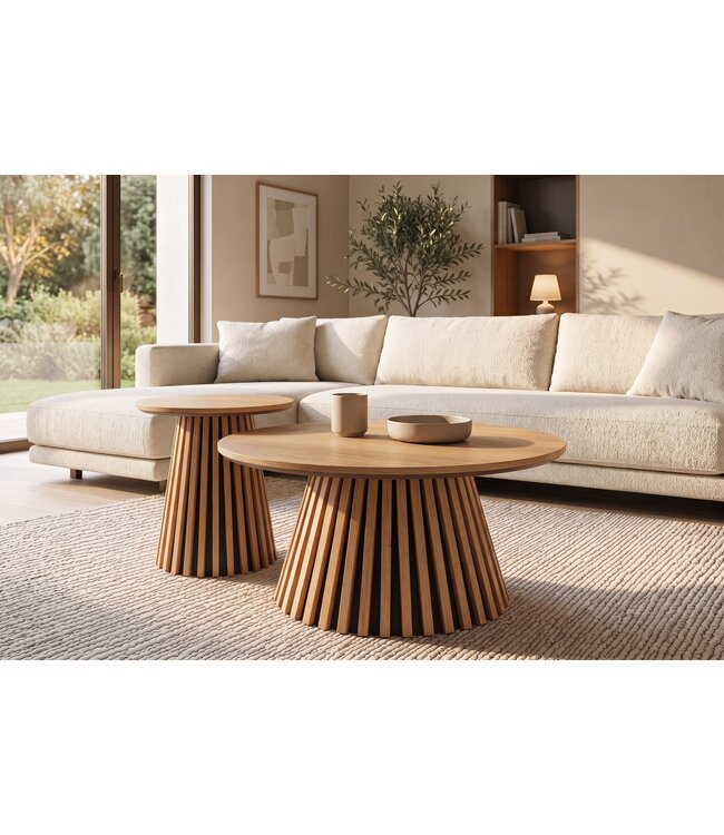Invicta Interior Salontafel VALHALLA WOOD Ø 70cm rond eiken hout fineer naturel - 45894