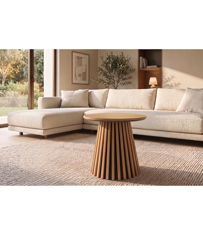 Invicta Interior Salontafel VALHALLA WOOD Ø 50cm rond eikenhout fineer naturel - 45895