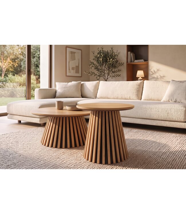 Invicta Interior Salontafel VALHALLA WOOD Ø 50cm rond eikenhout fineer naturel - 45895