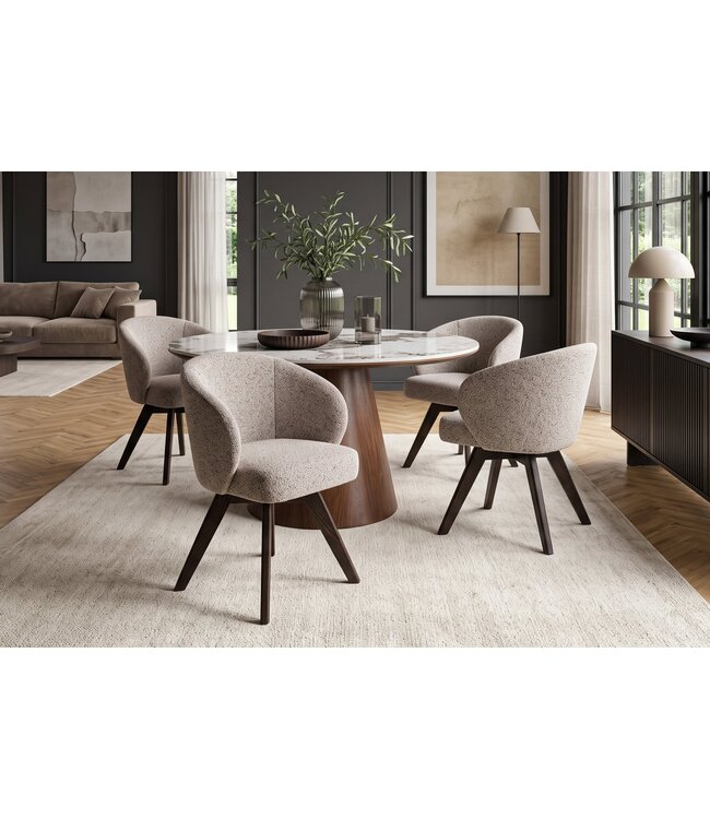 Invicta Interior Draaistoel WALK­RE 180° auto-return met armleuningen veercore structuurstof beige bruin - 46697