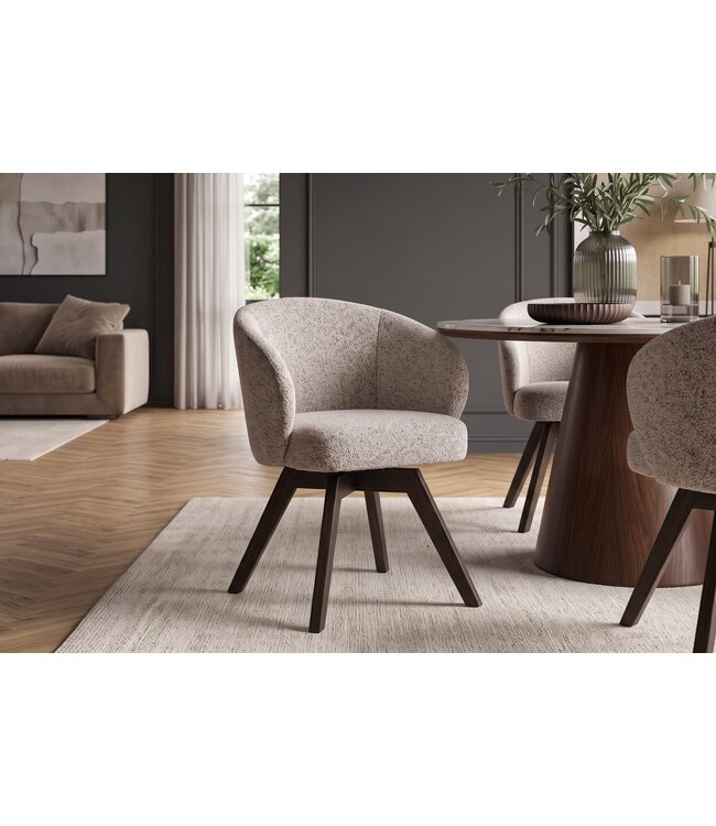 Invicta Interior Draaistoel WALK­RE 180° auto-return met armleuningen veercore structuurstof beige bruin - 46697