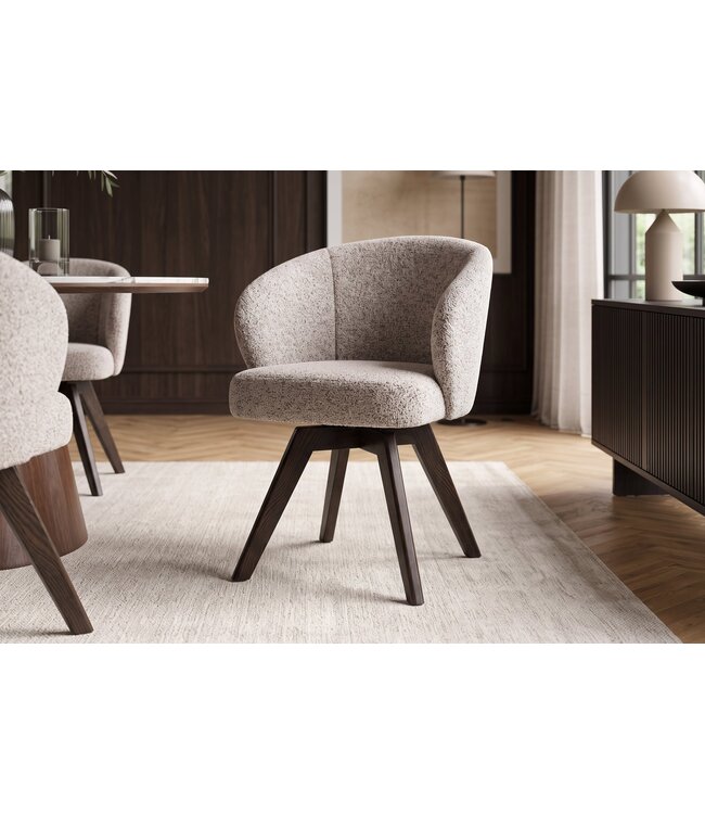 Invicta Interior Draaistoel WALK­RE 180° auto-return met armleuningen veercore structuurstof beige bruin - 46697