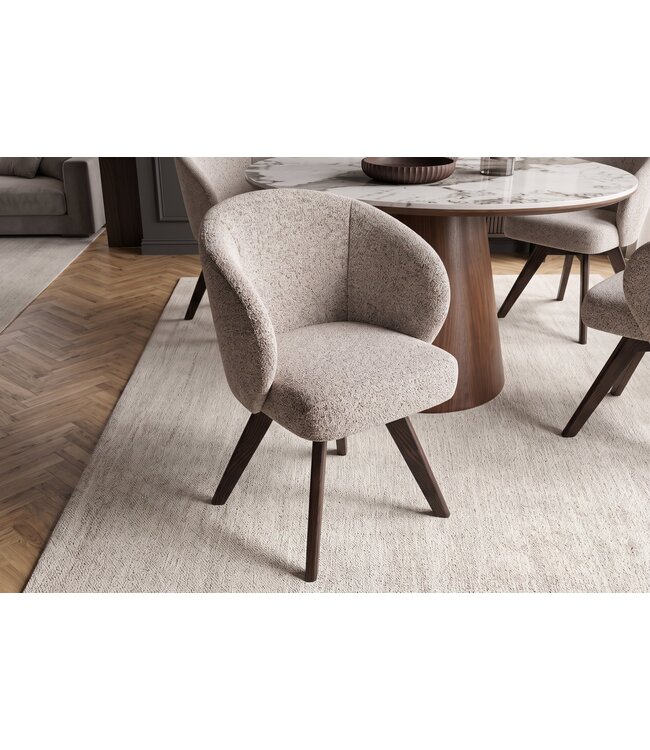 Invicta Interior Draaistoel WALK­RE 180° auto-return met armleuningen veercore structuurstof beige bruin - 46697