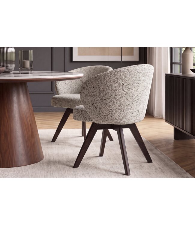 Invicta Interior Draaistoel WALK­RE 180° auto-return met armleuningen veercore structuurstof beige bruin - 46697