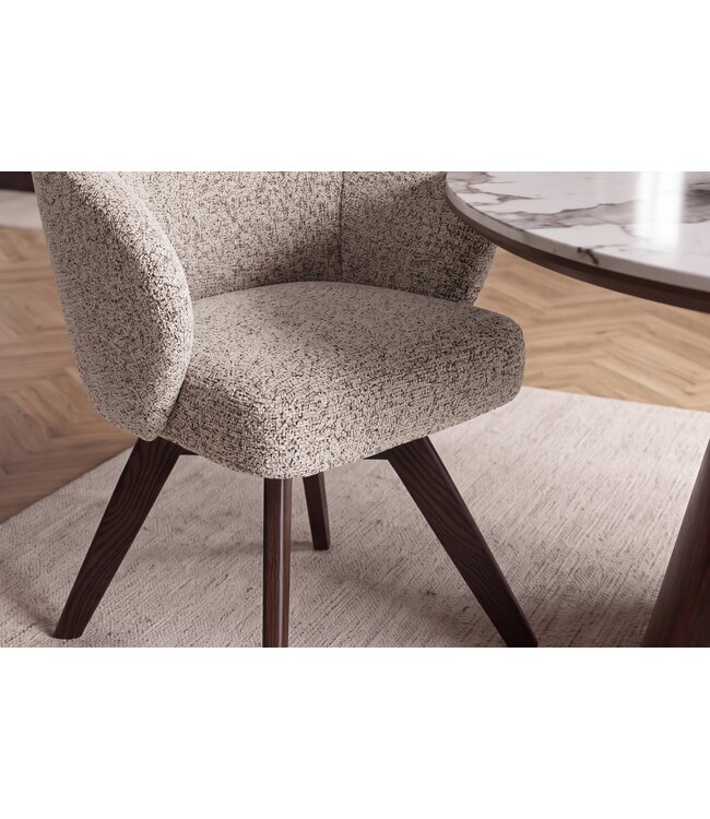 Invicta Interior Draaistoel WALK­RE 180° auto-return met armleuningen veercore structuurstof beige bruin - 46697