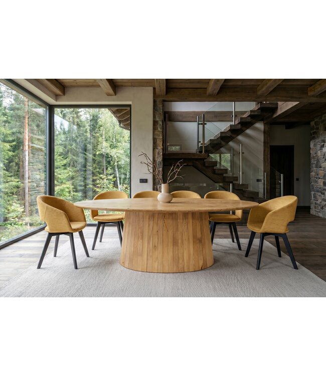 Invicta Interior Eettafel ART DECO 220cm ovaal blad mangohout natuurlijk crème - 47608