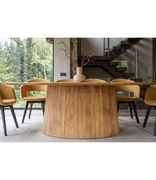 Invicta Interior Eettafel ART DECO 220cm ovaal blad mangohout natuurlijk crème - 47608