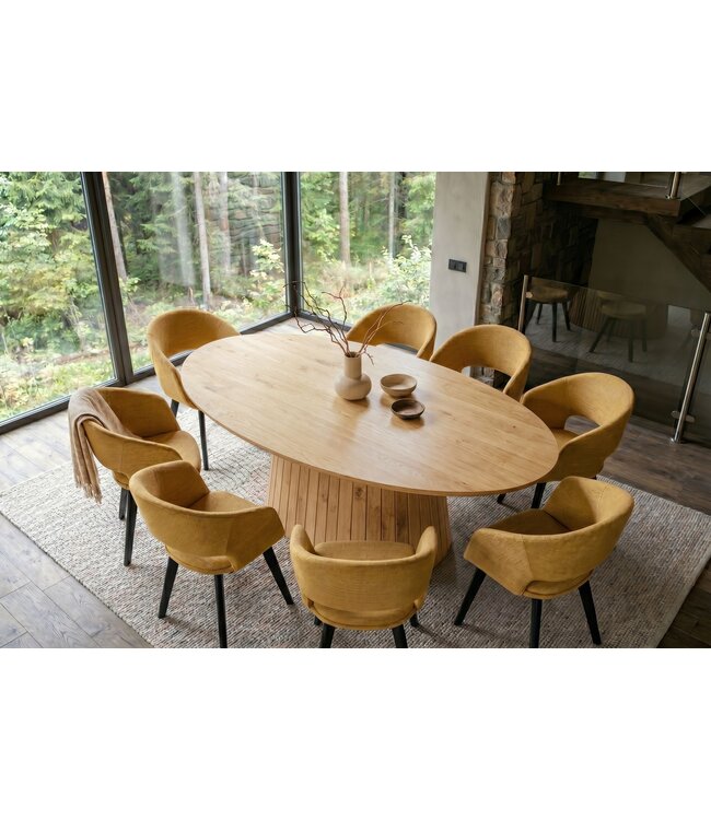 Invicta Interior Eettafel ART DECO 220cm ovaal blad mangohout natuurlijk crème - 47608
