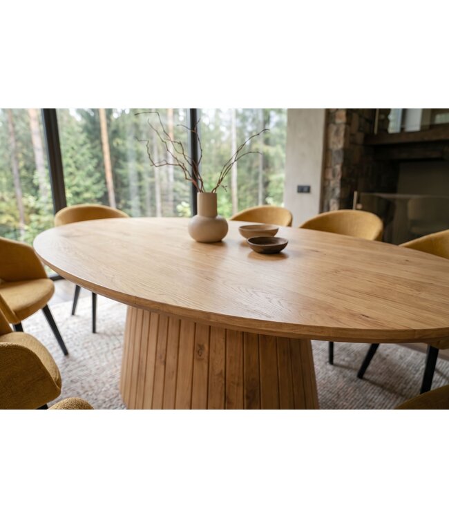 Invicta Interior Eettafel ART DECO 220cm ovaal blad mangohout natuurlijk crème - 47608