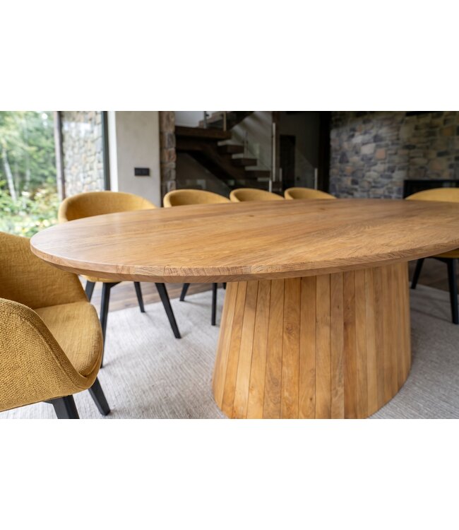 Invicta Interior Eettafel ART DECO 220cm ovaal blad mangohout natuurlijk crème - 47608