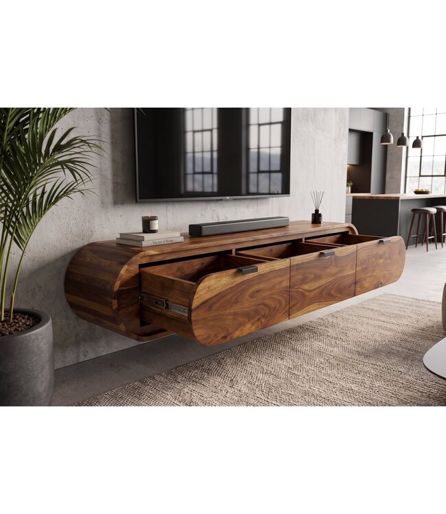Invicta Interior TV-meubel ORGANIC 160cm hangend sheesham hout bruin - 47755
