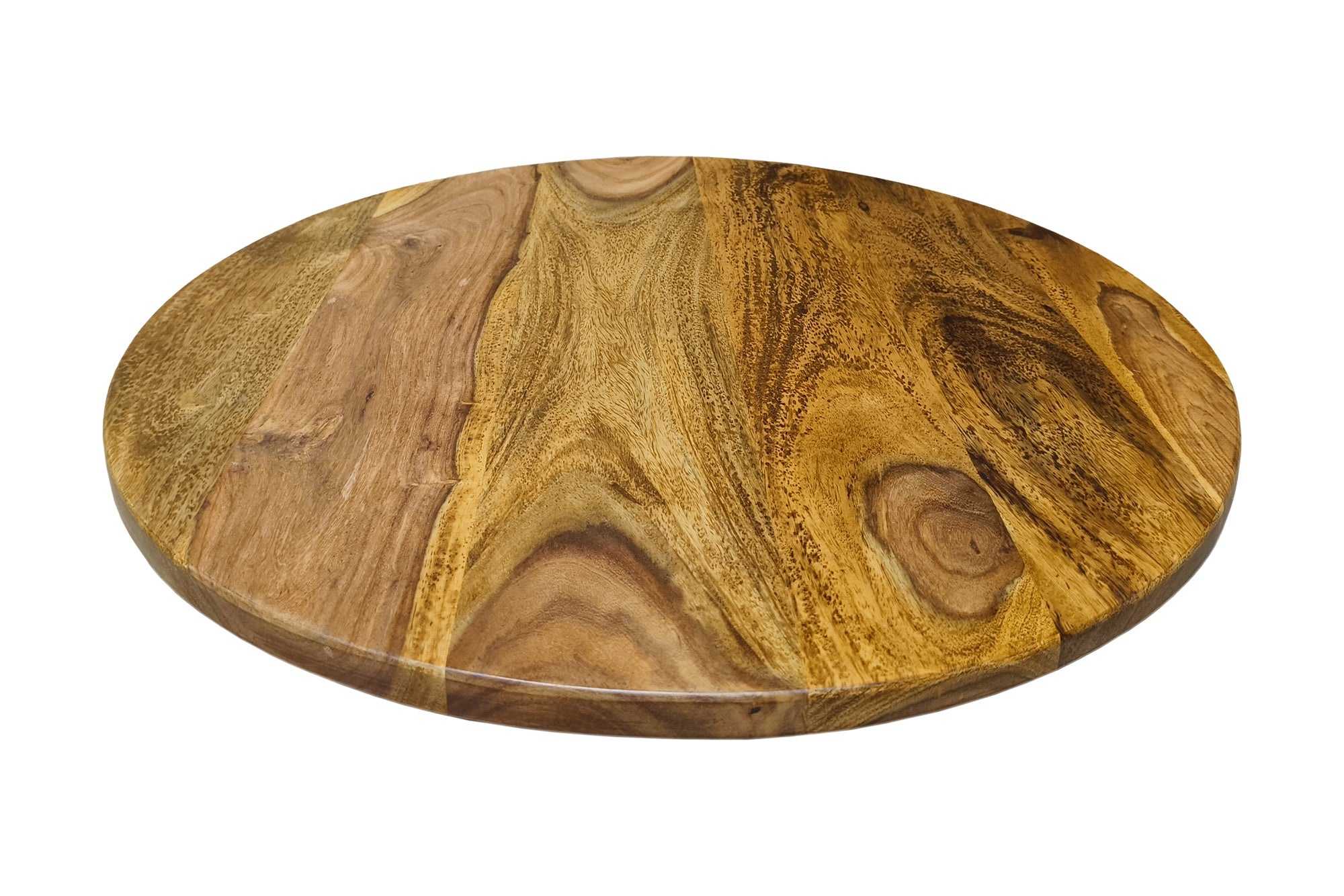 Draaitafel MAKASSAR 50cm 360° sheesham wood bruin stone finish - 47761