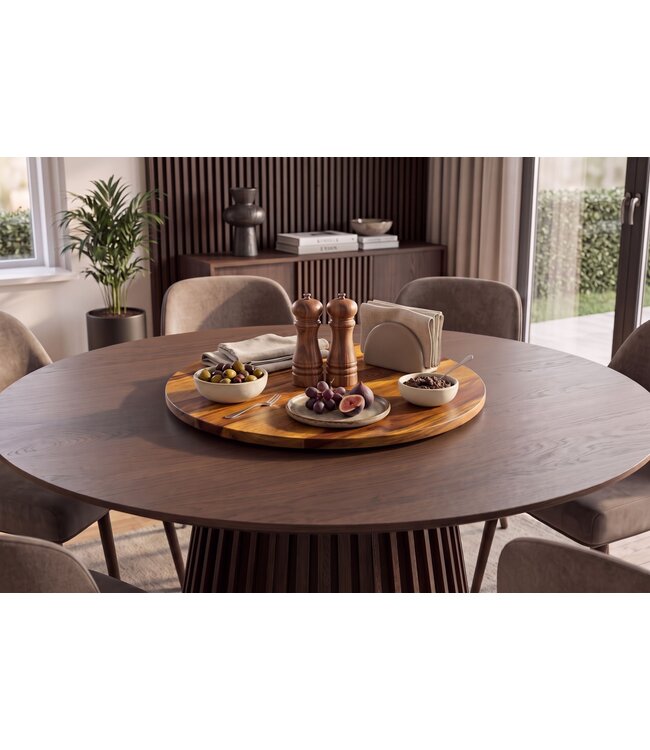 Invicta Interior Draaitafel MAKASSAR 50cm 360° sheesham wood bruin stone finish - 47761