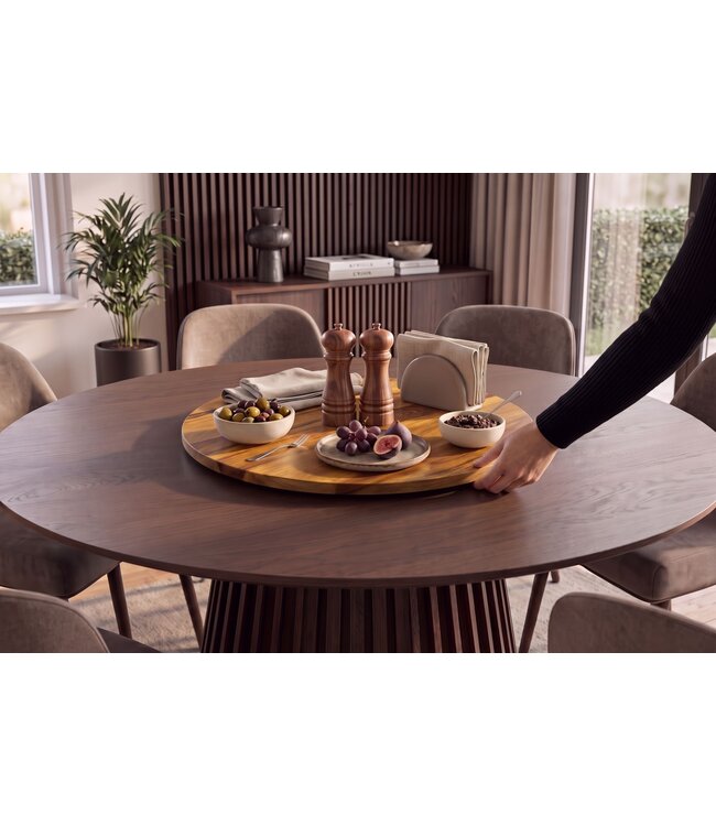 Invicta Interior Draaitafel MAKASSAR 50cm 360° sheesham wood bruin stone finish - 47761