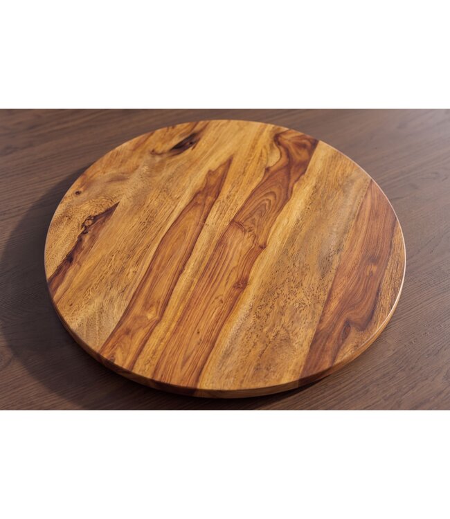 Invicta Interior Draaitafel MAKASSAR 50cm 360° sheesham wood bruin stone finish - 47761