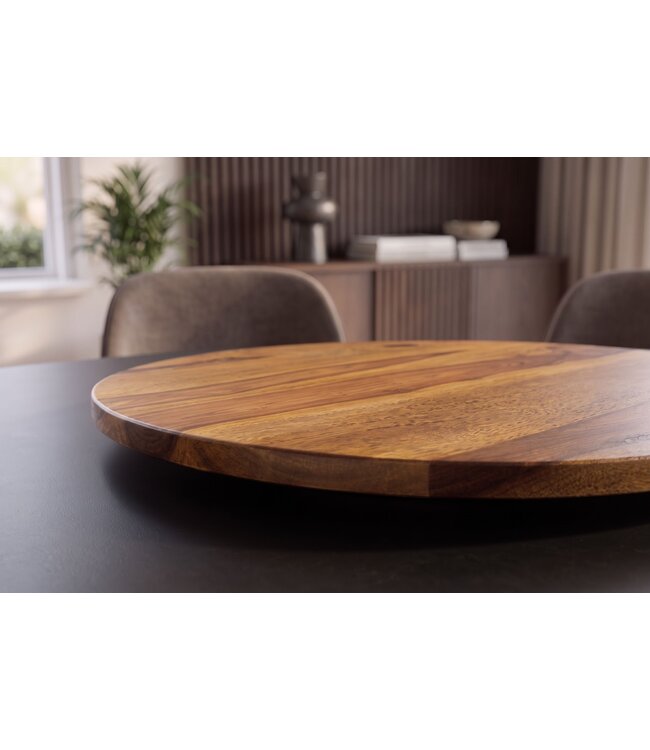Invicta Interior Draaitafel MAKASSAR 50cm 360° sheesham wood bruin stone finish - 47761