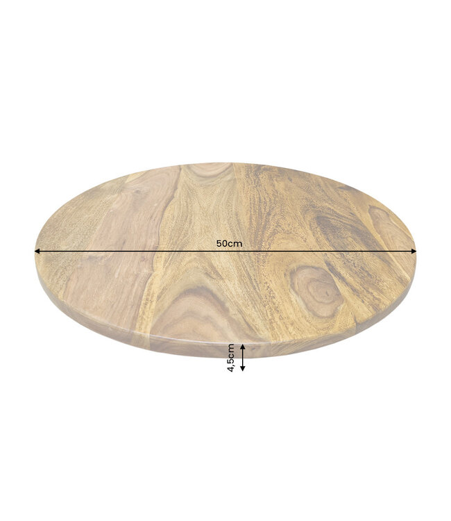 Invicta Interior Draaitafel MAKASSAR 50cm 360° sheesham wood bruin stone finish - 47761