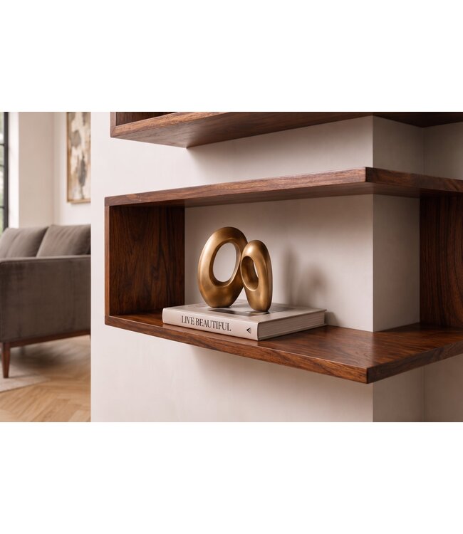 Invicta Interior Hoekplank SURREAL 55/60/65cm set van 3 sheesham hout bruin stone finish - 47766