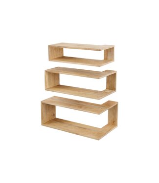 Invicta Interior Hoekplank SURREAL 55/60/65cm set van 3 mangohout naturel - 47767