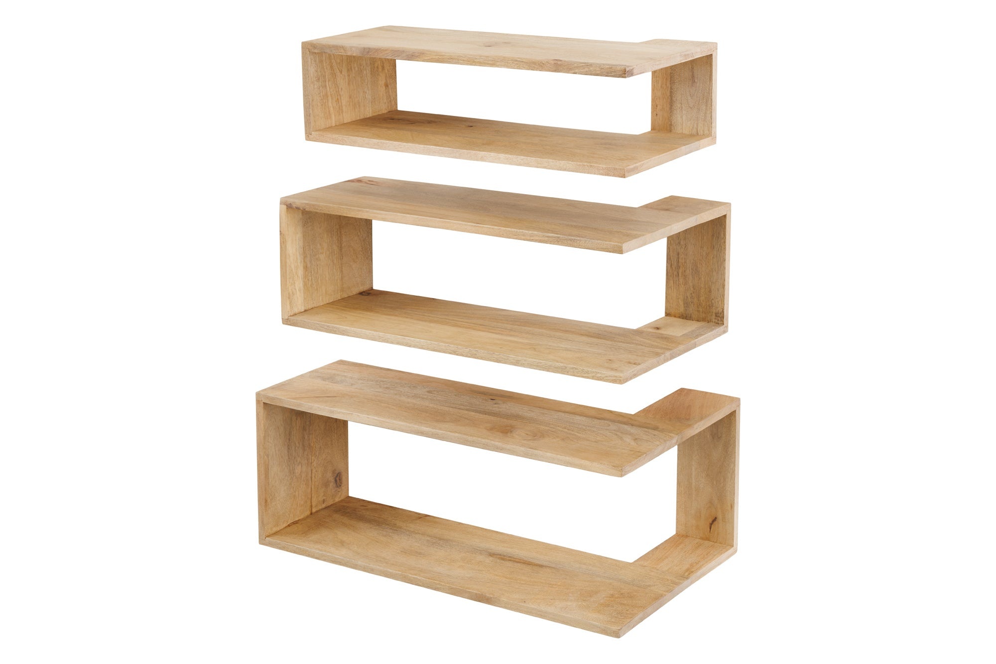 Hoekplank SURREAL 55/60/65cm set van 3 mangohout naturel - 47767