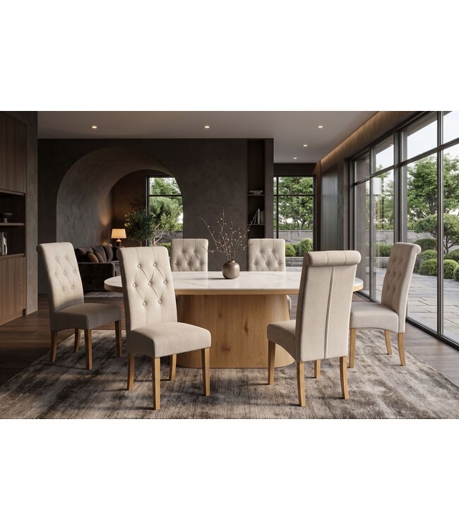 Invicta Interior Stoel CASA met nekrol plat geweven stof beige - 48356