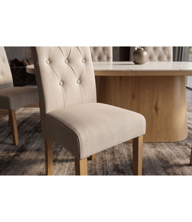 Invicta Interior Stoel CASA met nekrol plat geweven stof beige - 48356