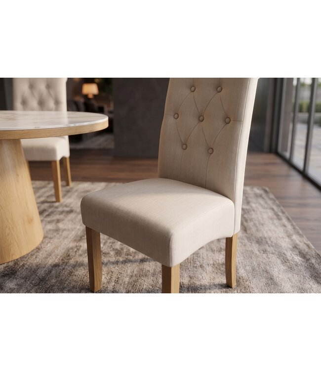Invicta Interior Stoel CASA met nekrol plat geweven stof beige - 48356
