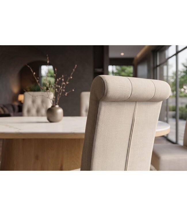 Invicta Interior Stoel CASA met nekrol plat geweven stof beige - 48356
