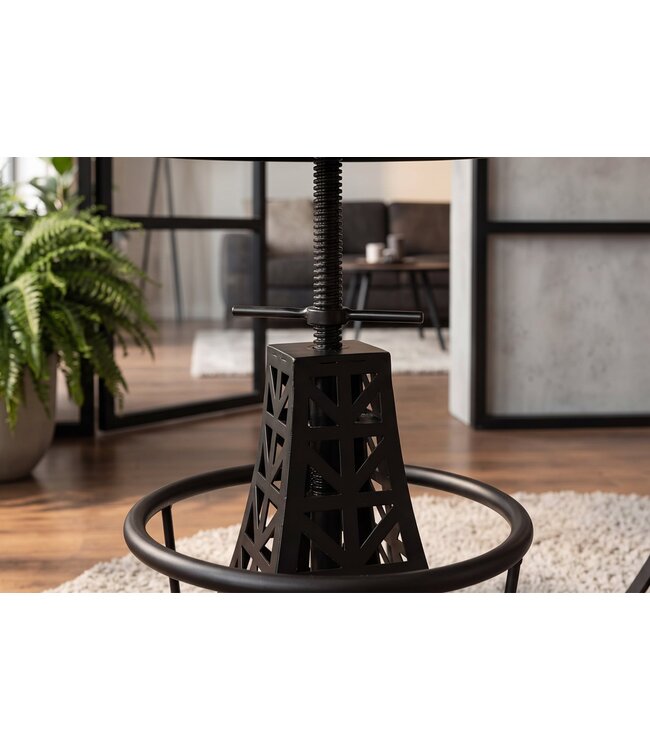 Invicta Interior Barkruk PARIS LOFT verstelbaar 47-77cm mangohout donkerbruin zwart - Eiffeltoren Design - 48438