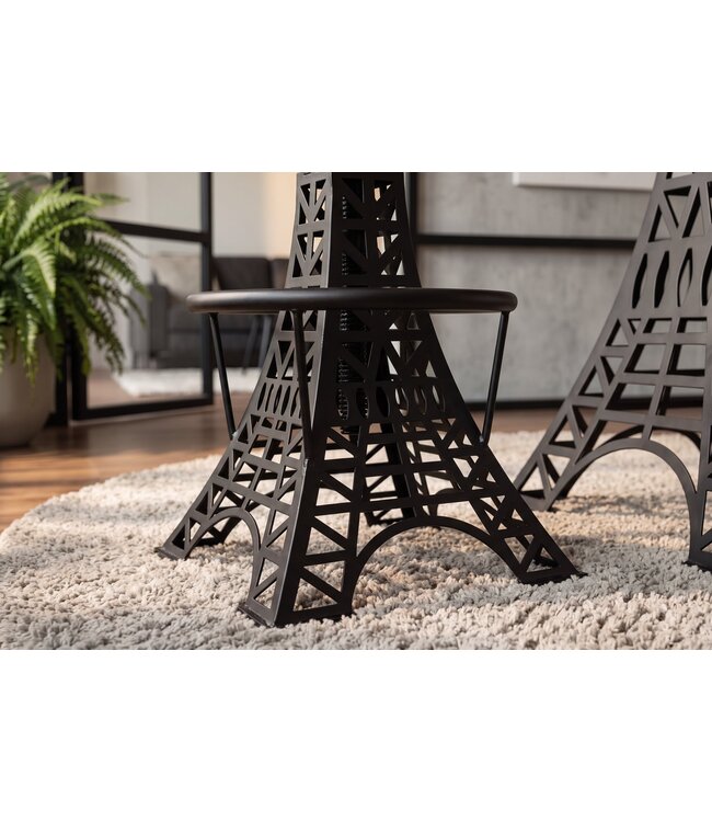 Invicta Interior Barkruk PARIS LOFT verstelbaar 47-77cm mangohout donkerbruin zwart - Eiffeltoren Design - 48438