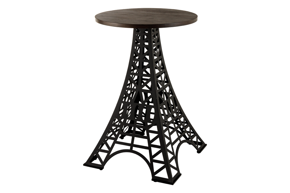 Bartafel PARIS LOFT 105cm Eiffeltoren design mangohout donkerbruin zwart - 48439