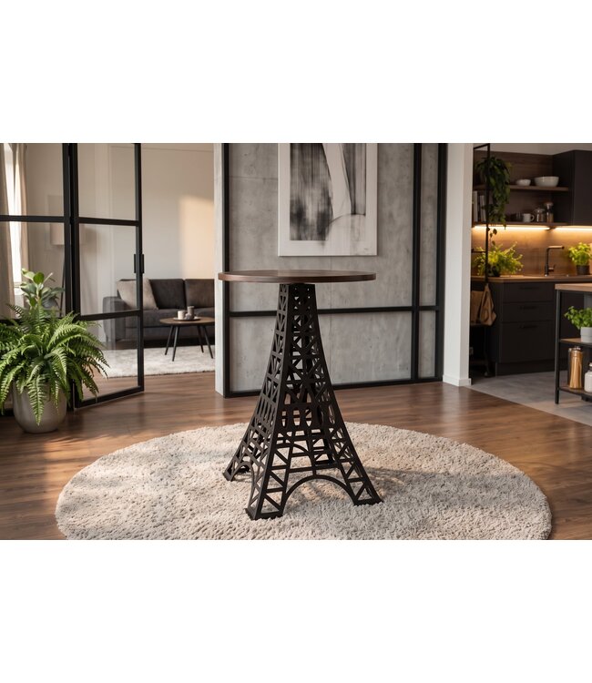Invicta Interior Bartafel PARIS LOFT 105cm Eiffeltoren design mangohout donkerbruin zwart - 48439