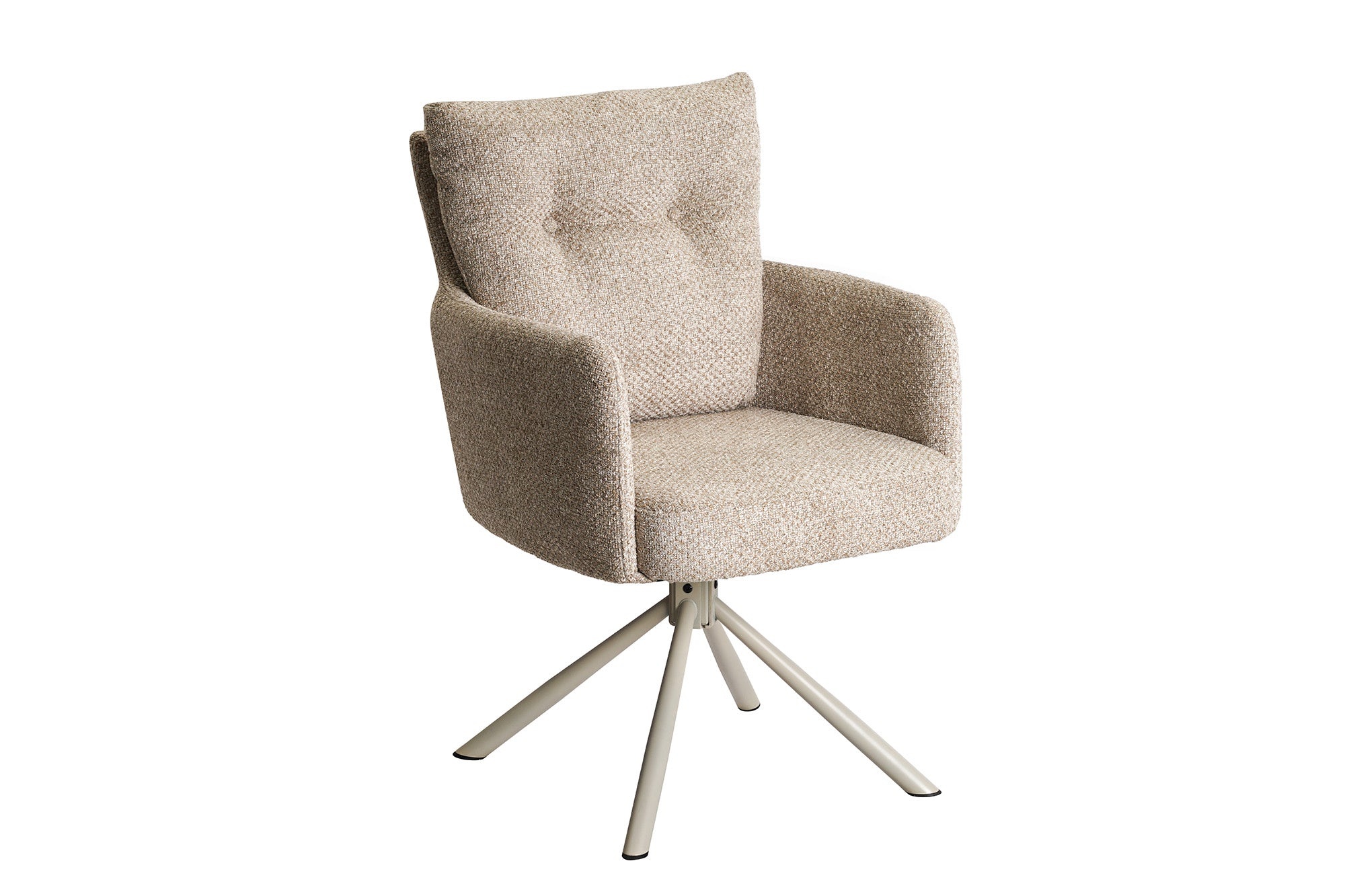 Draaibare fauteuil BIG GEORGE 360° met armleuningen veercore gestructureerde stof beige - 48498