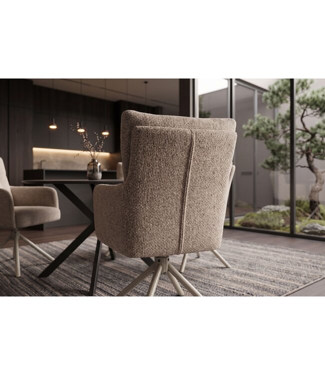 Invicta Interior Draaibare fauteuil BIG GEORGE 360° met armleuningen veercore gestructureerde stof beige - 48498