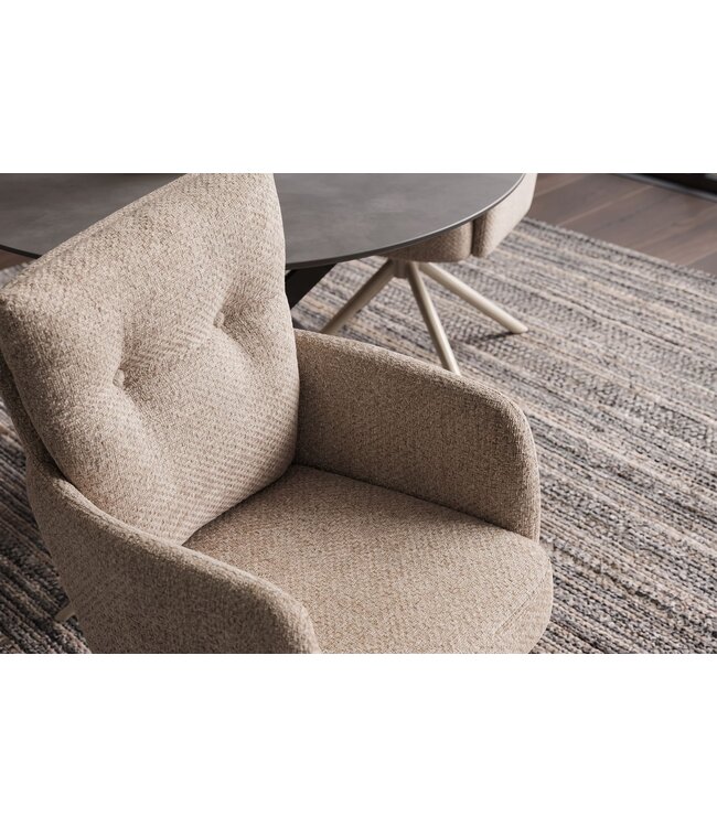 Invicta Interior Draaibare fauteuil BIG GEORGE 360° met armleuningen veercore gestructureerde stof beige - 48498