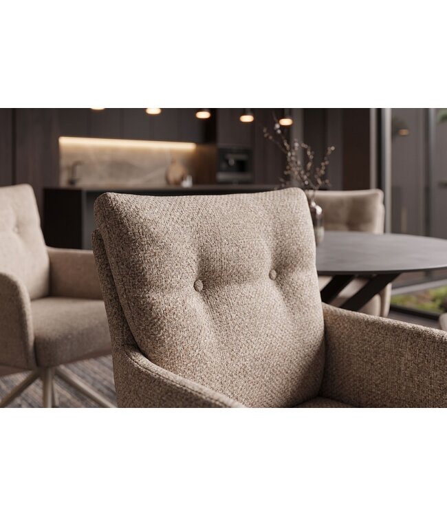 Invicta Interior Draaibare fauteuil BIG GEORGE 360° met armleuningen veercore gestructureerde stof beige - 48498