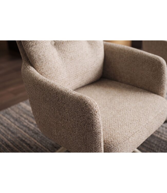 Invicta Interior Draaibare fauteuil BIG GEORGE 360° met armleuningen veercore gestructureerde stof beige - 48498