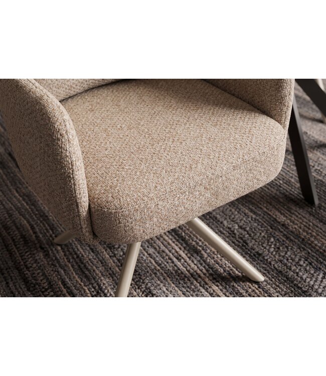 Invicta Interior Draaibare fauteuil BIG GEORGE 360° met armleuningen veercore gestructureerde stof beige - 48498