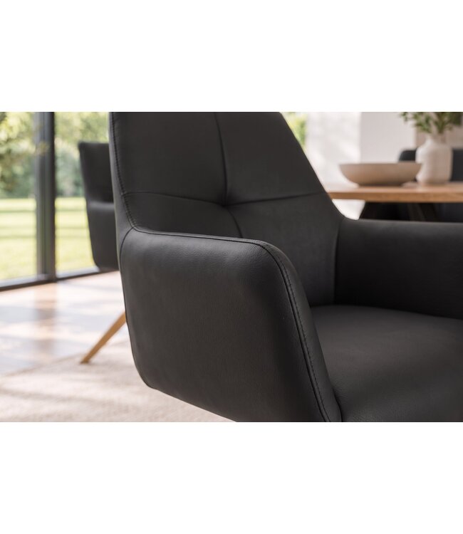 Invicta Interior Draaibare bureaustoel ALMARA 360° auto-return met armleuningen zakveersysteem leer zwart - 48566